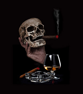 A MAN'S WORLD Acryl-Digital Collage Gemälde 120x120 cm