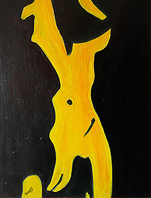 WOMEN'S YELLOW BODY Acryl-Ölgemälde 60x80 cm