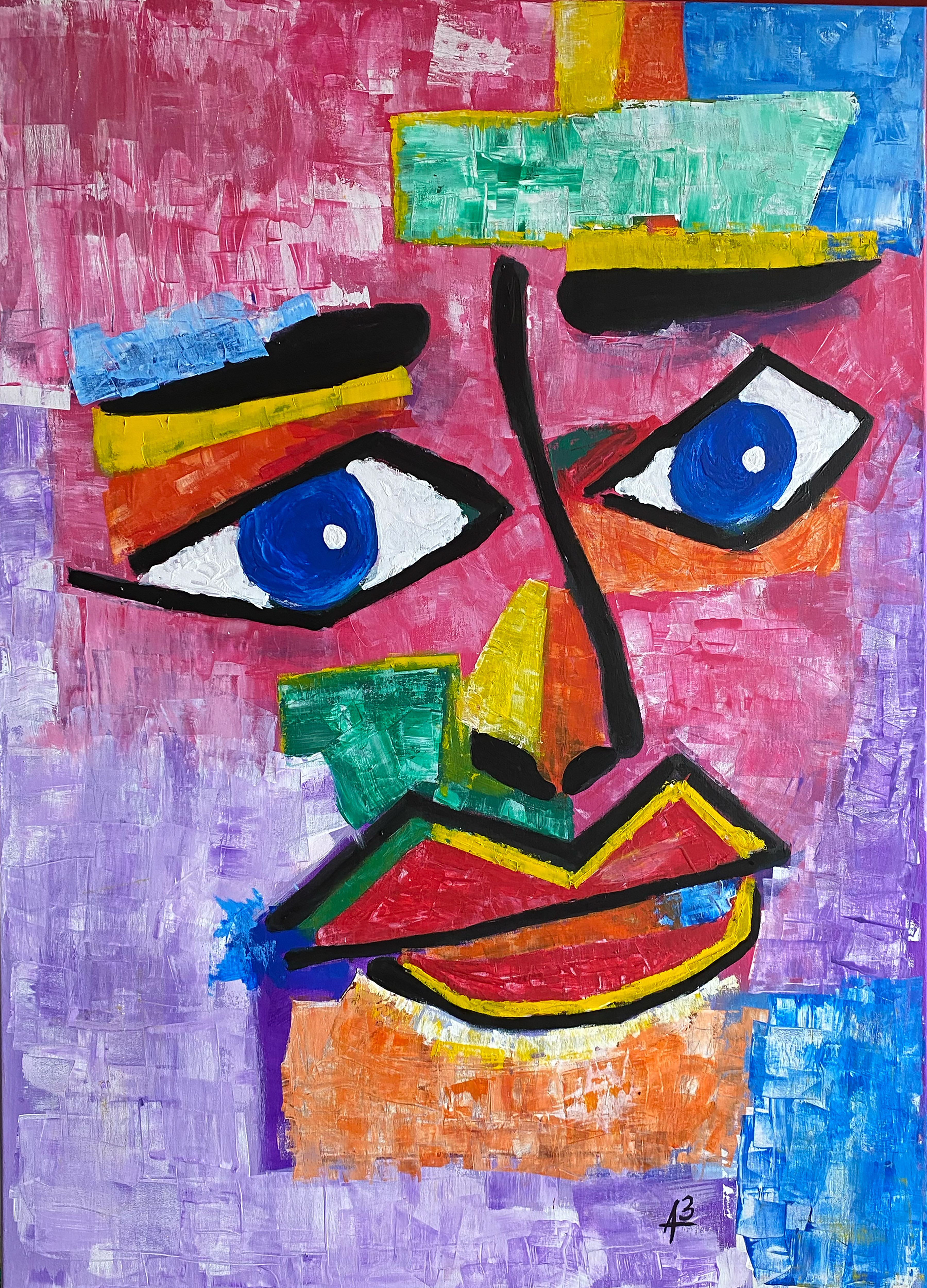 BLAUES BLICK Acryl-Ölgemälde 140x100 cm