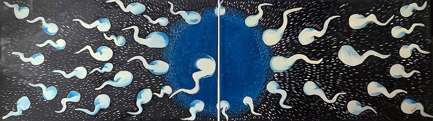 BEGINNING OF LIFE Ölgemälde 2-teilig 320x90 cm