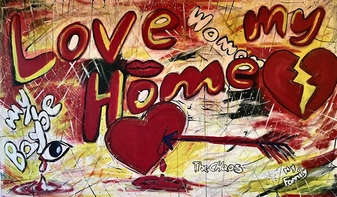  LOVE MY HOME Acryl Gemälde 250x145 cm